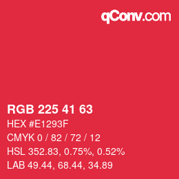 カラーコード: RGB 225 41 63 | qconv.com