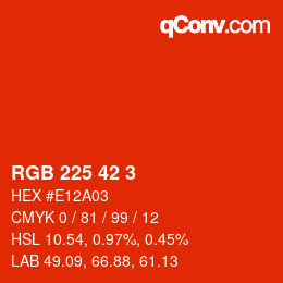 カラーコード: RGB 225 42 3 | qconv.com