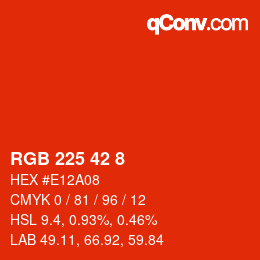 カラーコード: RGB 225 42 8 | qconv.com