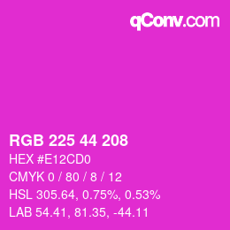 Color code: RGB 225 44 208 | qconv.com