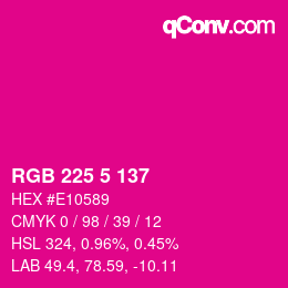 Color code: RGB 225 5 137 | qconv.com