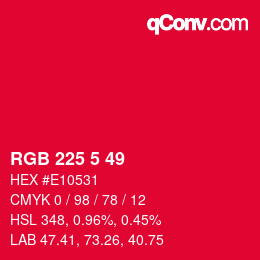Color code: RGB 225 5 49 | qconv.com