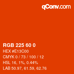 Color code: RGB 225 60 0 | qconv.com