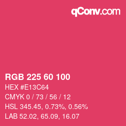 颜色代码: RGB 225 60 100 | qconv.com