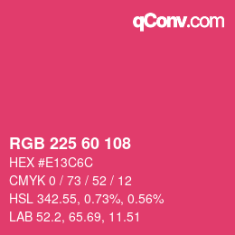 颜色代码: RGB 225 60 108 | qconv.com