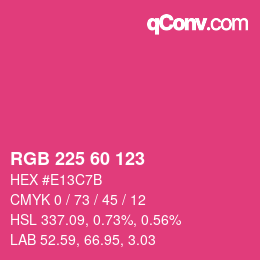 颜色代码: RGB 225 60 123 | qconv.com