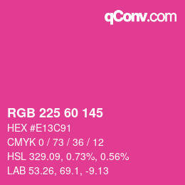 颜色代码: RGB 225 60 145 | qconv.com