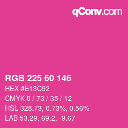 颜色代码: RGB 225 60 146 | qconv.com