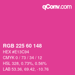 颜色代码: RGB 225 60 148 | qconv.com