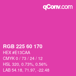 颜色代码: RGB 225 60 170 | qconv.com