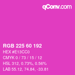 カラーコード: RGB 225 60 192 | qconv.com
