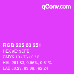 カラーコード: RGB 225 60 251 | qconv.com
