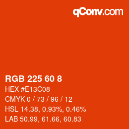 Color code: RGB 225 60 8 | qconv.com