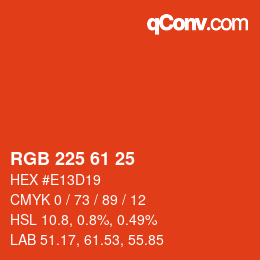 颜色代码: RGB 225 61 25 | qconv.com