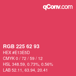 Color code: RGB 225 62 93 | qconv.com