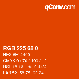 Color code: RGB 225 68 0 | qconv.com