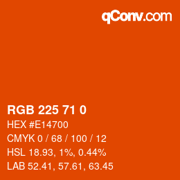 颜色代码: RGB 225 71 0 | qconv.com
