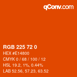 Color code: RGB 225 72 0 | qconv.com