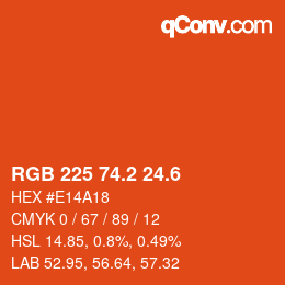 カラーコード: RGB 225 74.2 24.6 | qconv.com
