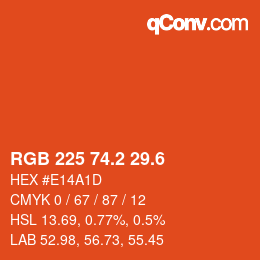 カラーコード: RGB 225 74.2 29.6 | qconv.com