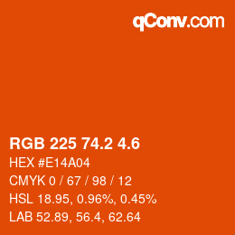 カラーコード: RGB 225 74.2 4.6 | qconv.com