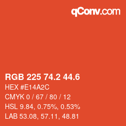 カラーコード: RGB 225 74.2 44.6 | qconv.com