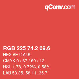 カラーコード: RGB 225 74.2 69.6 | qconv.com