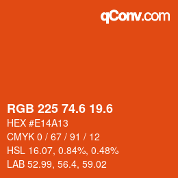 カラーコード: RGB 225 74.6 19.6 | qconv.com