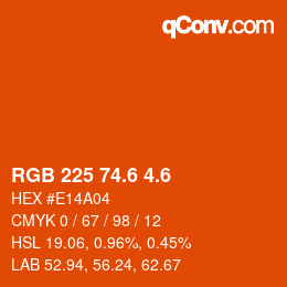 カラーコード: RGB 225 74.6 4.6 | qconv.com