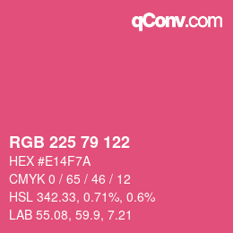 颜色代码: RGB 225 79 122 | qconv.com