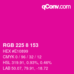 カラーコード: RGB 225 8 153 | qconv.com
