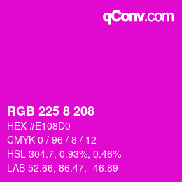 Color code: RGB 225 8 208 | qconv.com