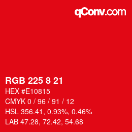 カラーコード: RGB 225 8 21 | qconv.com