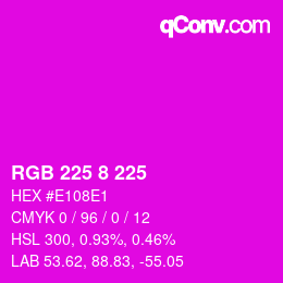 Color code: RGB 225 8 225 | qconv.com