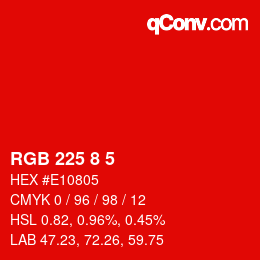 カラーコード: RGB 225 8 5 | qconv.com