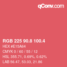 カラーコード: RGB 225 90.8 100.4 | qconv.com
