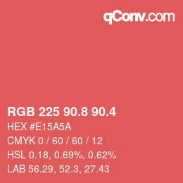 カラーコード: RGB 225 90.8 90.4 | qconv.com
