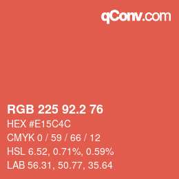 カラーコード: RGB 225 92.2 76 | qconv.com