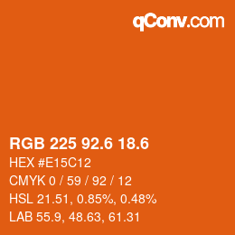カラーコード: RGB 225 92.6 18.6 | qconv.com