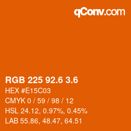 カラーコード: RGB 225 92.6 3.6 | qconv.com