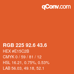 カラーコード: RGB 225 92.6 43.6 | qconv.com