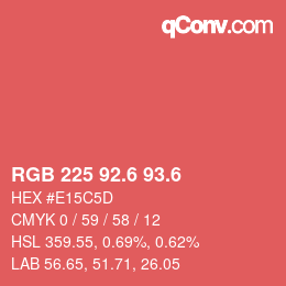 カラーコード: RGB 225 92.6 93.6 | qconv.com