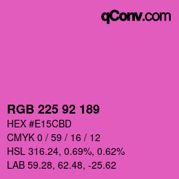 颜色代码: RGB 225 92 189 | qconv.com