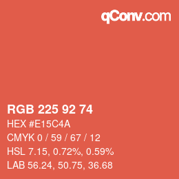 カラーコード: RGB 225 92 74 | qconv.com
