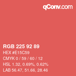 Color code: RGB 225 92 89 | qconv.com