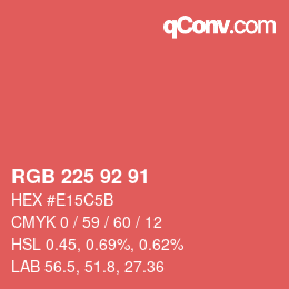 Color code: RGB 225 92 91 | qconv.com