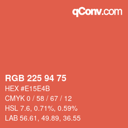 Color code: RGB 225 94 75 | qconv.com