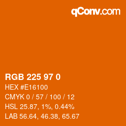 Color code: RGB 225 97 0 | qconv.com