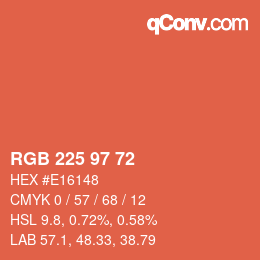 Color code: RGB 225 97 72 | qconv.com