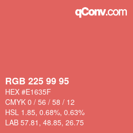 Color code: RGB 225 99 95 | qconv.com